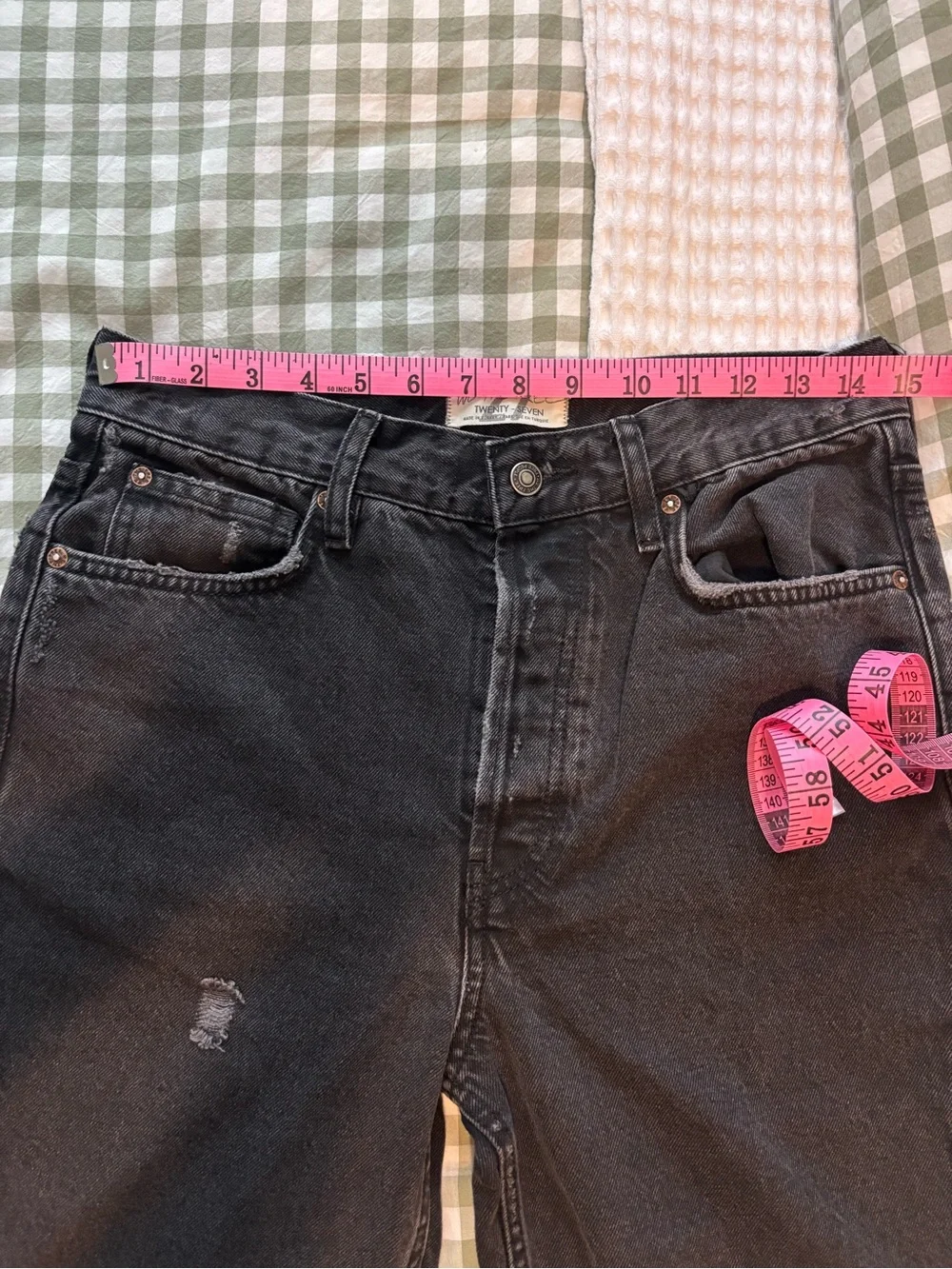 Free People Black High-Rise Distressed Jeans (Lasso)
